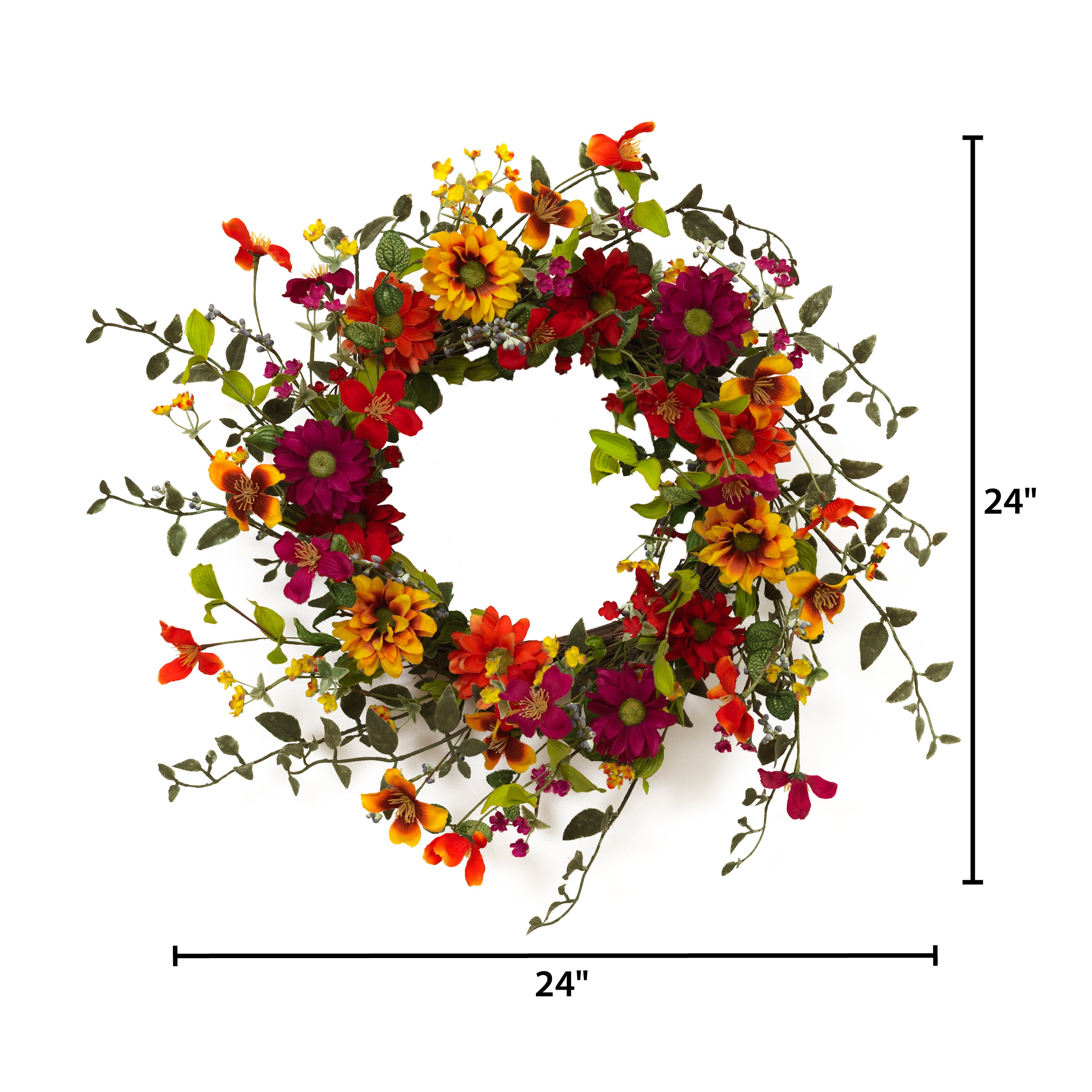 24 in Summer Wild Flower Twig Wreath